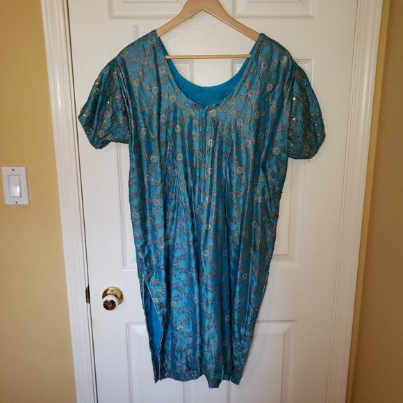 3 Piece Blue Indian Wedding Salwar Suit -Plus Size - Picture 3 of 8